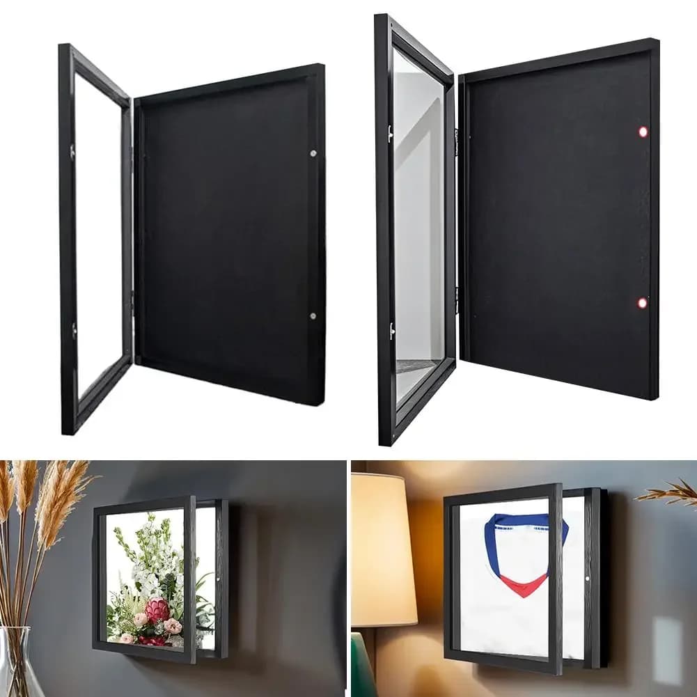 Wood T Shirt Display Frame Wall Mounted Jerseys Storage Box 13x13inch Multifunctional Shadow Box Frame for Jerseys Memorabilia