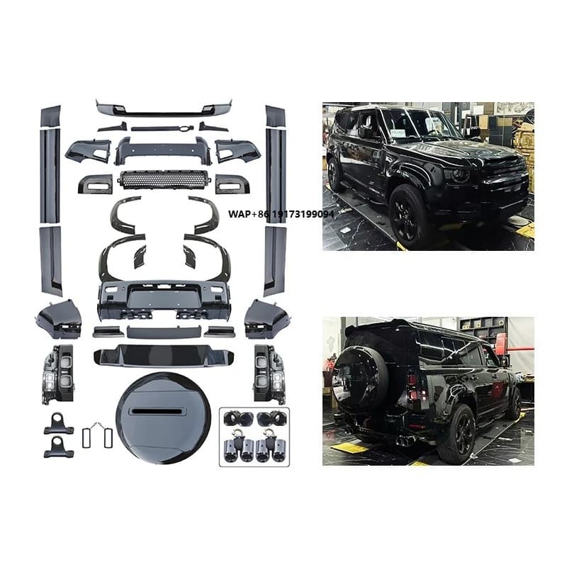 New 007 Obsidian Front Rear Bumpers Fog Light Cut-Outs Bolt-On Universal Fitment Body Kit with Screws for Defender 2020