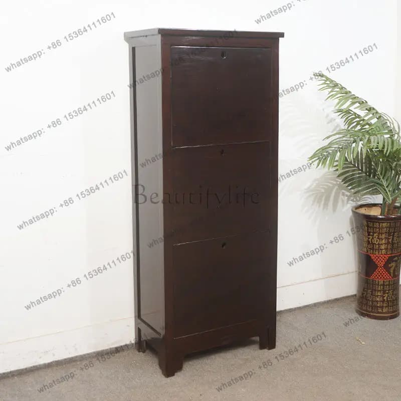 Simple solid wood bedroom crevice chest cabinet living room wall storage side cabinet