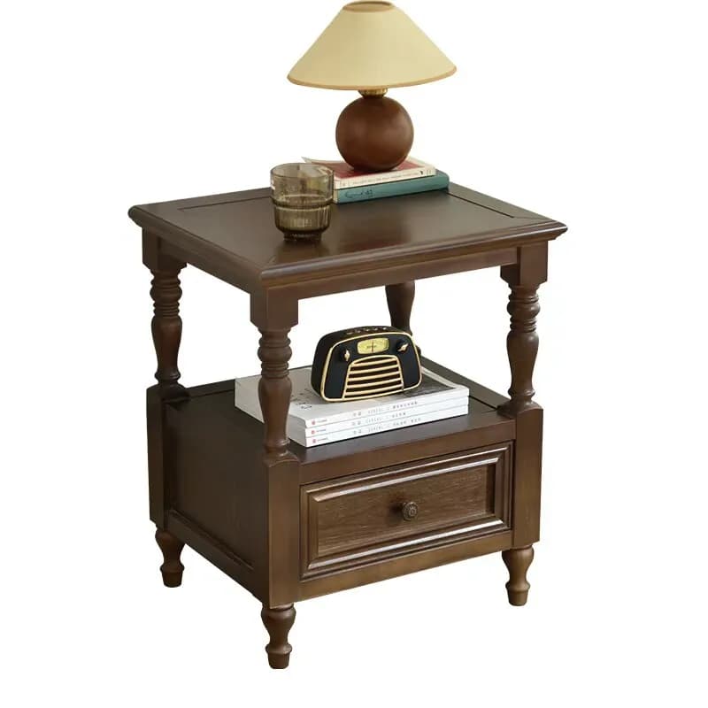 Yjq solid wood bedside table bedroom American retro mini side few solid wood bedside storage drawer cabinet