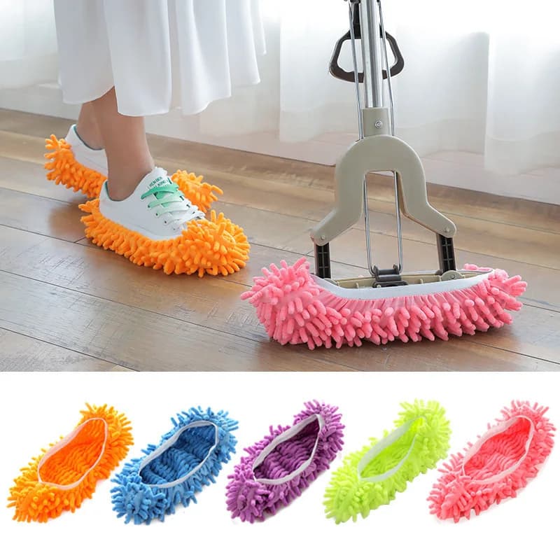 Thickened removable and washable cleaning lazy shoe cover, warm silent rag broom