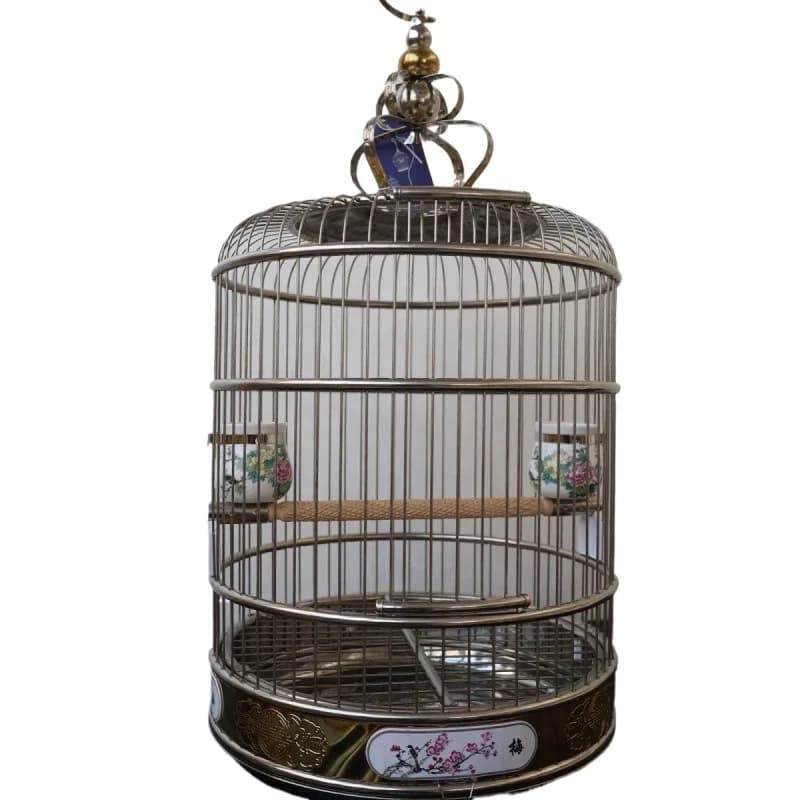 Tianshou Bird Cage, Stainless Steel Thrush Myna Myna Metal Round Parrot Breeding Silk Wearer