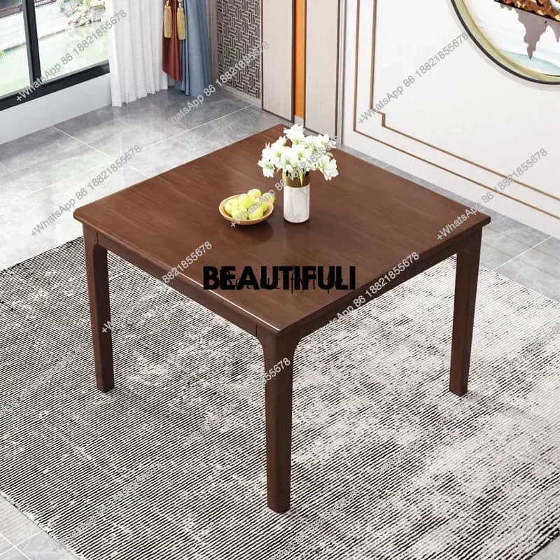 New style New Square all solid wood dining table Small apartment modern Chinese casual wooden table ss 8617