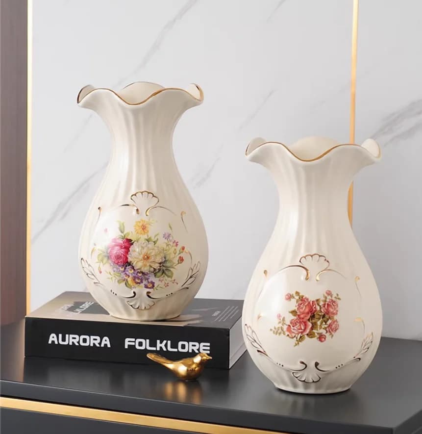 European-style ceramic water storage flower vase home decor living room floral arrangement creative dried flowers TV console din
