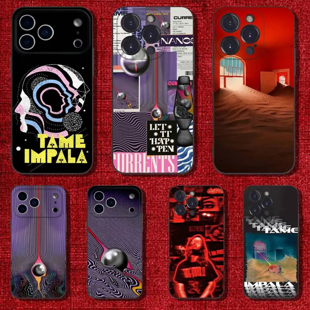 T-Tame Impala Phone Case For iPhone 6,17,16,15,14,13,12,11 Plus,Pro Max,XS,X,XR,SE,Mini,8,7,Soft Silicone Black Cover