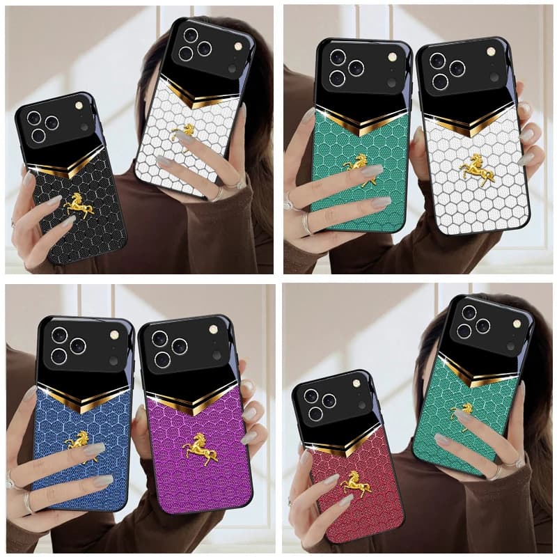 Honeycomb V-shaped Lines For iPhone 17 Pro Max 16E 15 Plus 14 Pro 13 12mini 11 Air XS Max 5 6 7 8Plus SE Black Glass Phone Case