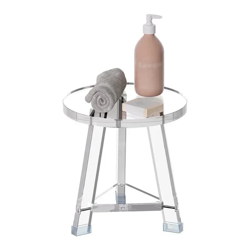 Acrylic round tripod stool bathroom rack
