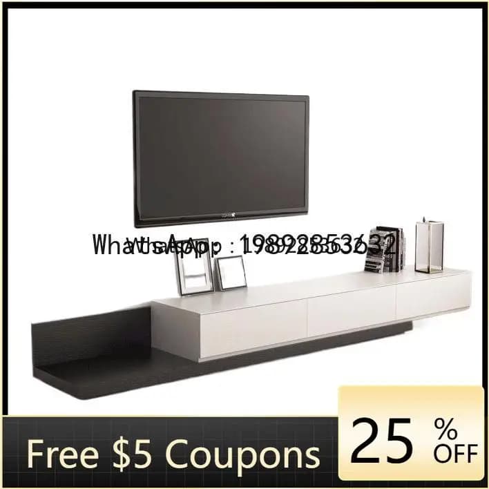 Z3 TV Cabinet and Coffee Table Set Black Walnut Color Extendable TV Stand Modern Simple Small Apartment Floor Cabinet