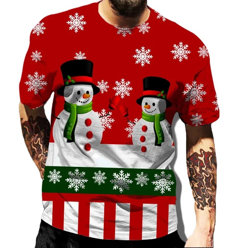 Men's Top Merry Christmas Graphic Man 3D Print Tshirt Men's Casual Clothes T Shirts O-neck Tees From Xxs-6xl