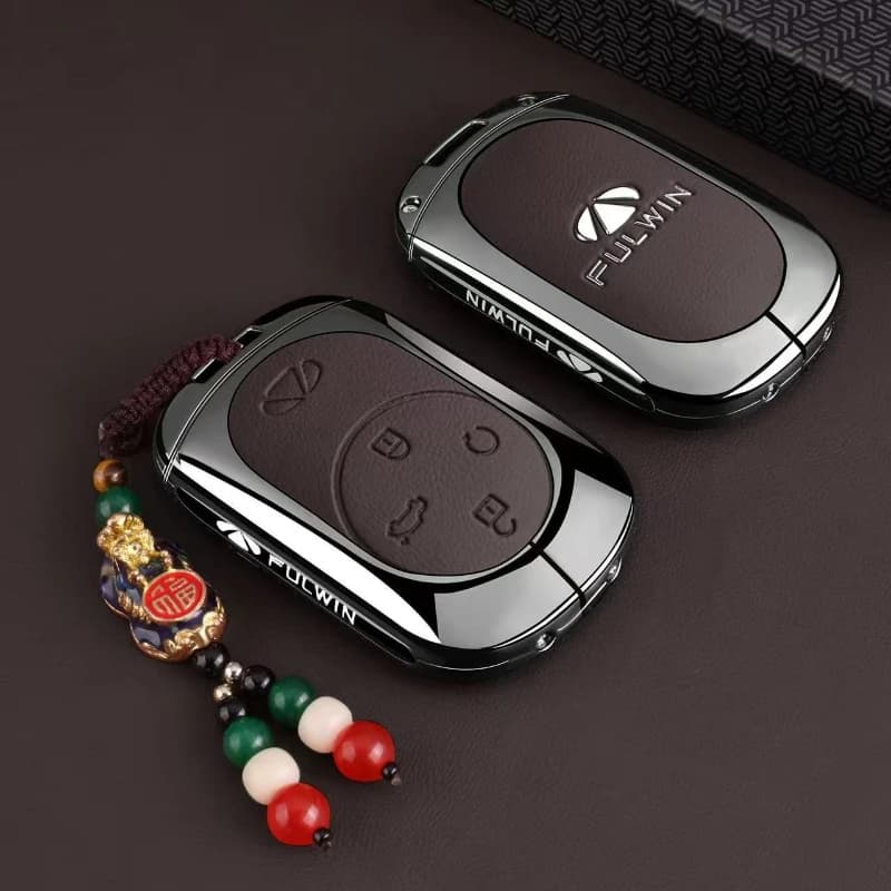 Key Fob Cover for Chery Fulwin A9L/A8L/A9/X3/X3L/T8/T9/T9L/T10/T11, Heavy Duty Metal Protective KeyCase Shell with Keychain