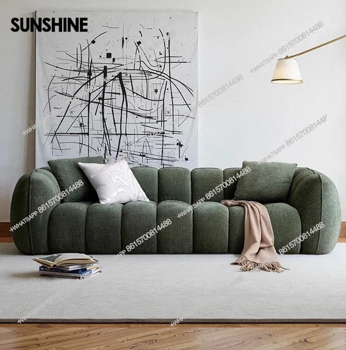 A Fully removable and washable chenille velvet fabric pumpkin sofa living room straight row