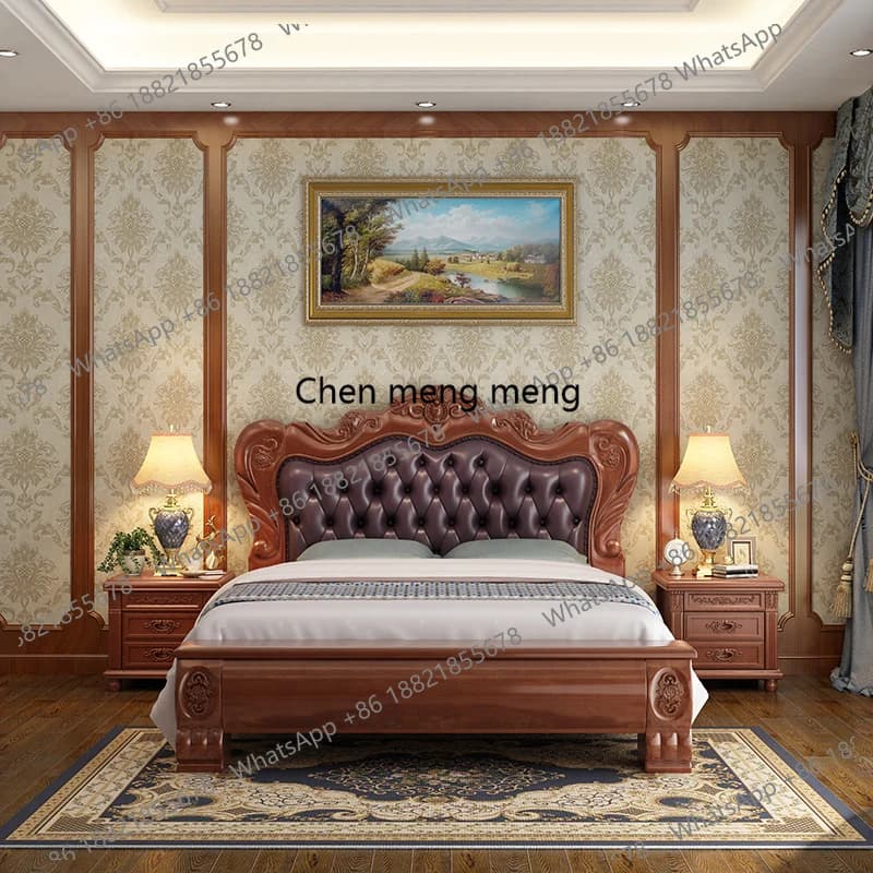 American Style Confortable Bed Apartment Design Aesthetics Frame Organizer Bed Nordic High End Quality Cama De Casal