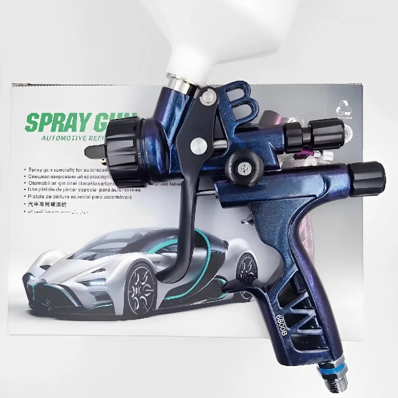 6800B Auto Paint Gun 1.3mm Nozzle HVLP Air Spray Gun High Atomization Body Metal Car Spray Gun Customize Your logo for Free
