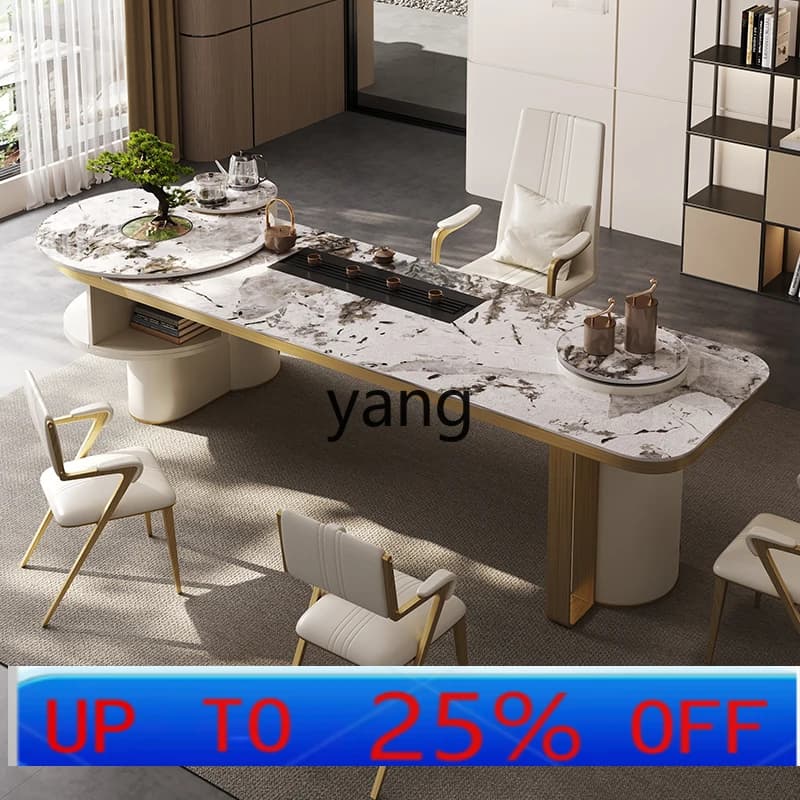 LM light luxury rock plate tea table living room luxury stone tea table modern simple tea table