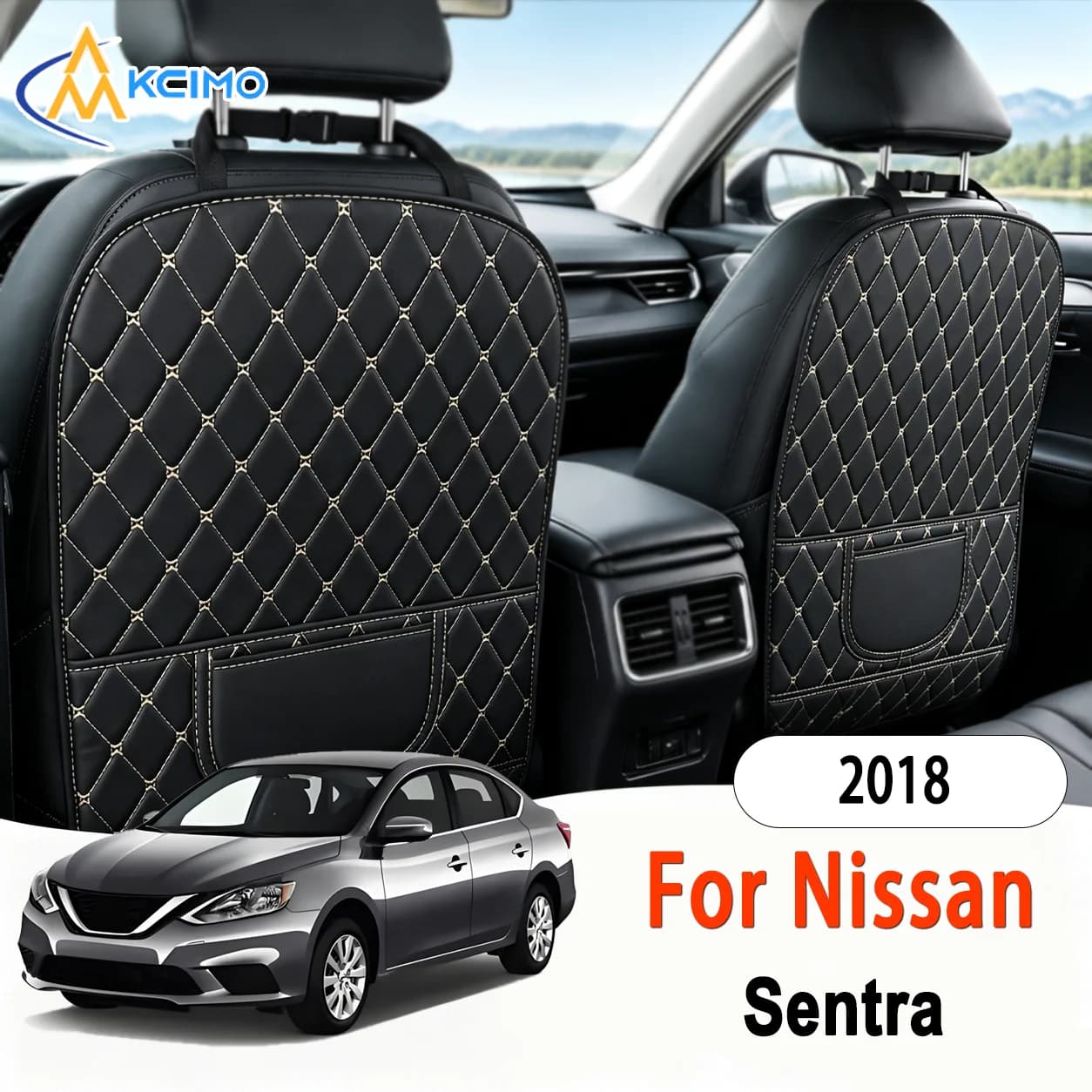 1PC PU Leather Car Anti-Kick Mats for Nissan Sentra 2018 Durable Seat Anti Kick Pad Superior Auto Seat Back Protector Pads