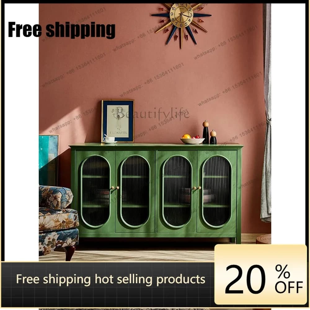 hot  American retro solid wood dining side cabinet Nordic simple small apartment living room decoration cabinet