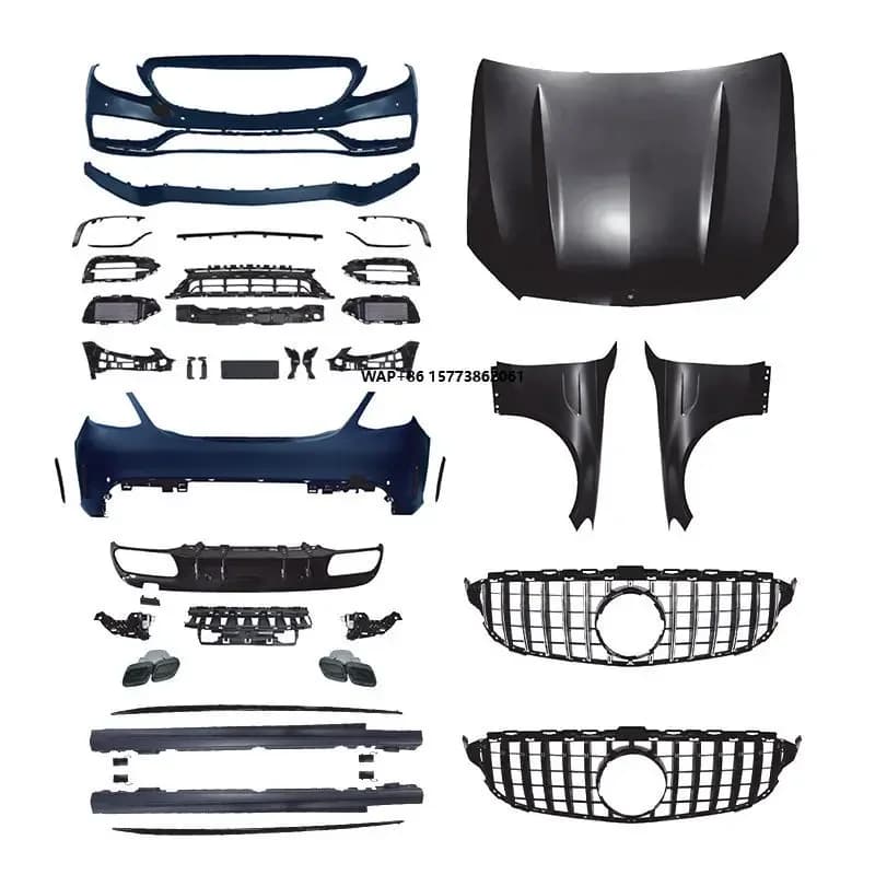 W205 Upgrade C63S Style Body Kit Front Bumper Side Skirts Rear Bumper Car Parts for C Class W205 2015-2021