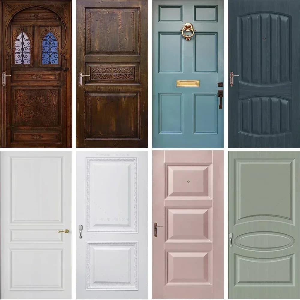3D Realistic Wooden Pattern Door Sticker Self Adhesive PVC Vintage Oriental Full Door Wrap Mural Wallpaper Removable Decoration