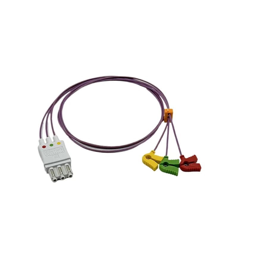 M1626A Neonatal ECG Cable, Unshielded 3 Lead Miniclip IEC