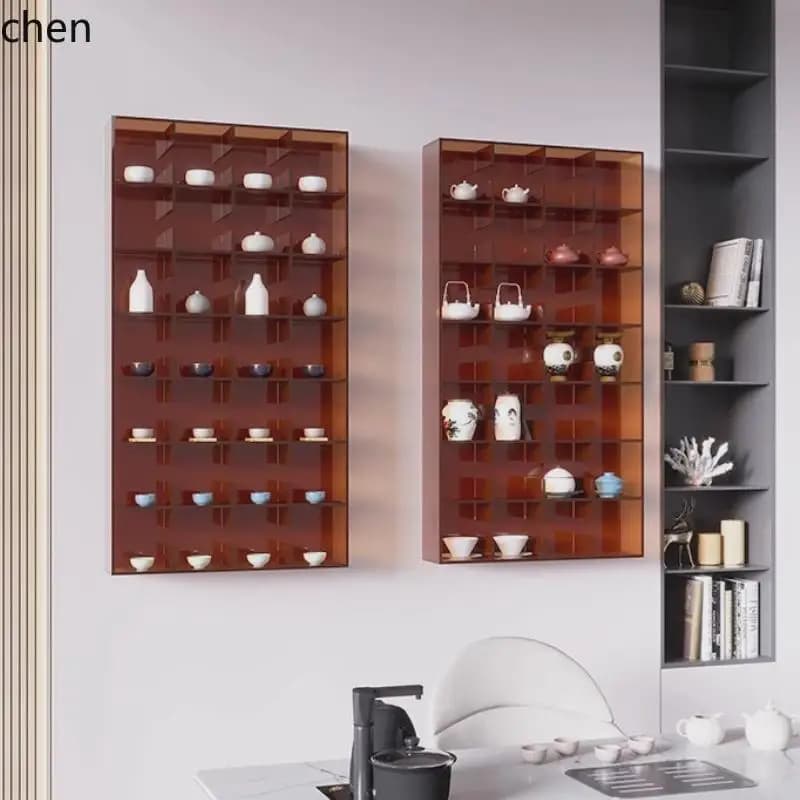 acrylic bogu frame wall-mounted upper wall teapot display rack simple modern partition