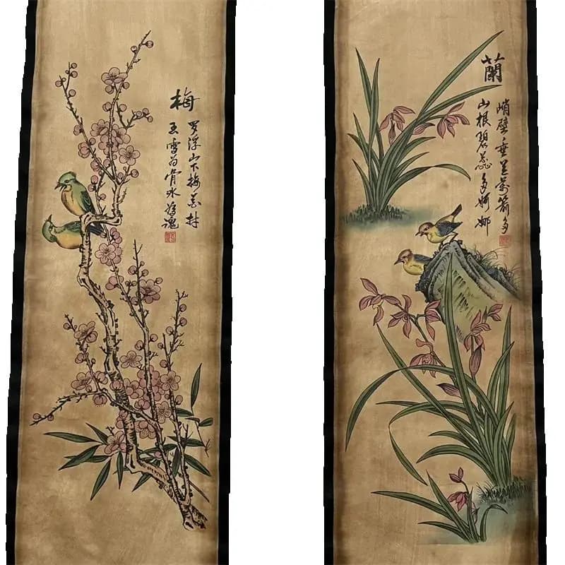 Chinese Celebrity Zheng Banqiao's  Painting - Traditional Four Screen Scroll Decorative Artwork for Home Or Office collectibles