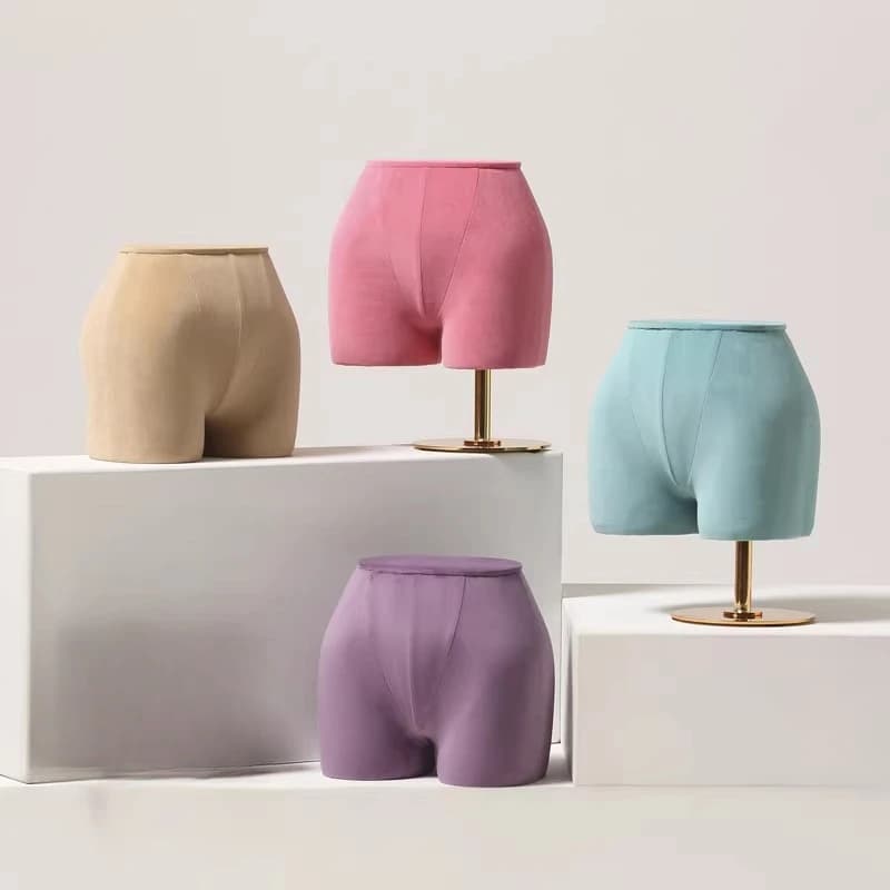 Retail Store Display Mannequin Fabric Covered Hip and Thigh Form Lingerie Bodice Torso for Panty Showcase Half Body Female Dummy