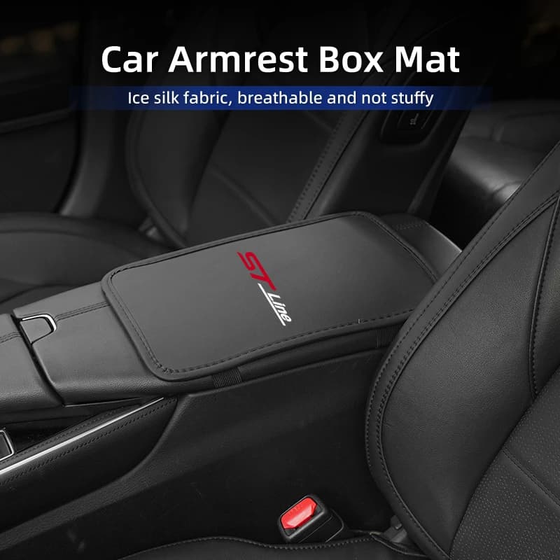 Car Armrest Box Pad Center Console Arm Rest Mat Auto Interior Accessories For Ford ST Mustang Explorer Focus Fiesta EDGE F150