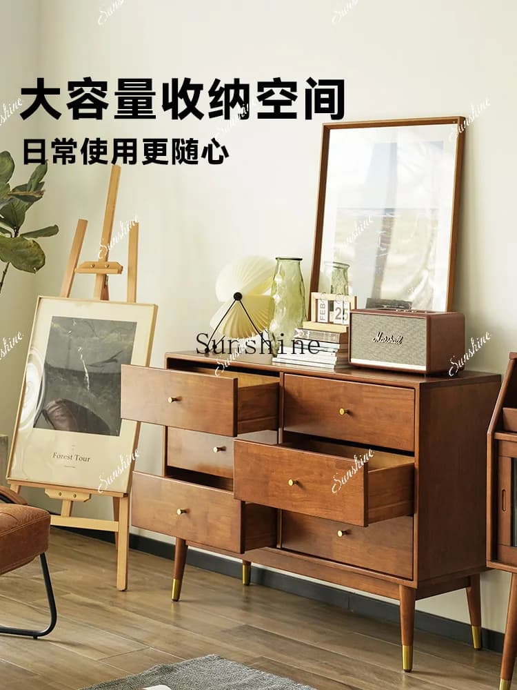 Retro solid wood bedroom locker simple entrance cabinet living room furniture  FT
