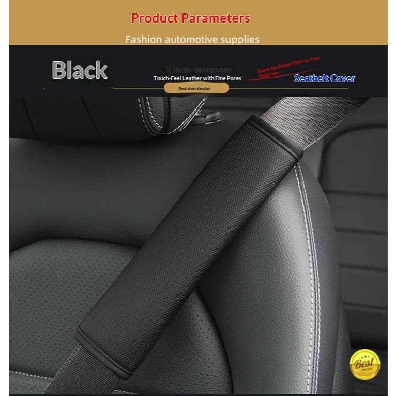 1PCS Car Seat Belt Protective Cover Anti-neck Strangling Skin-feel Leather Fine Hole Car Seat Belt Shoulder Guard Cover