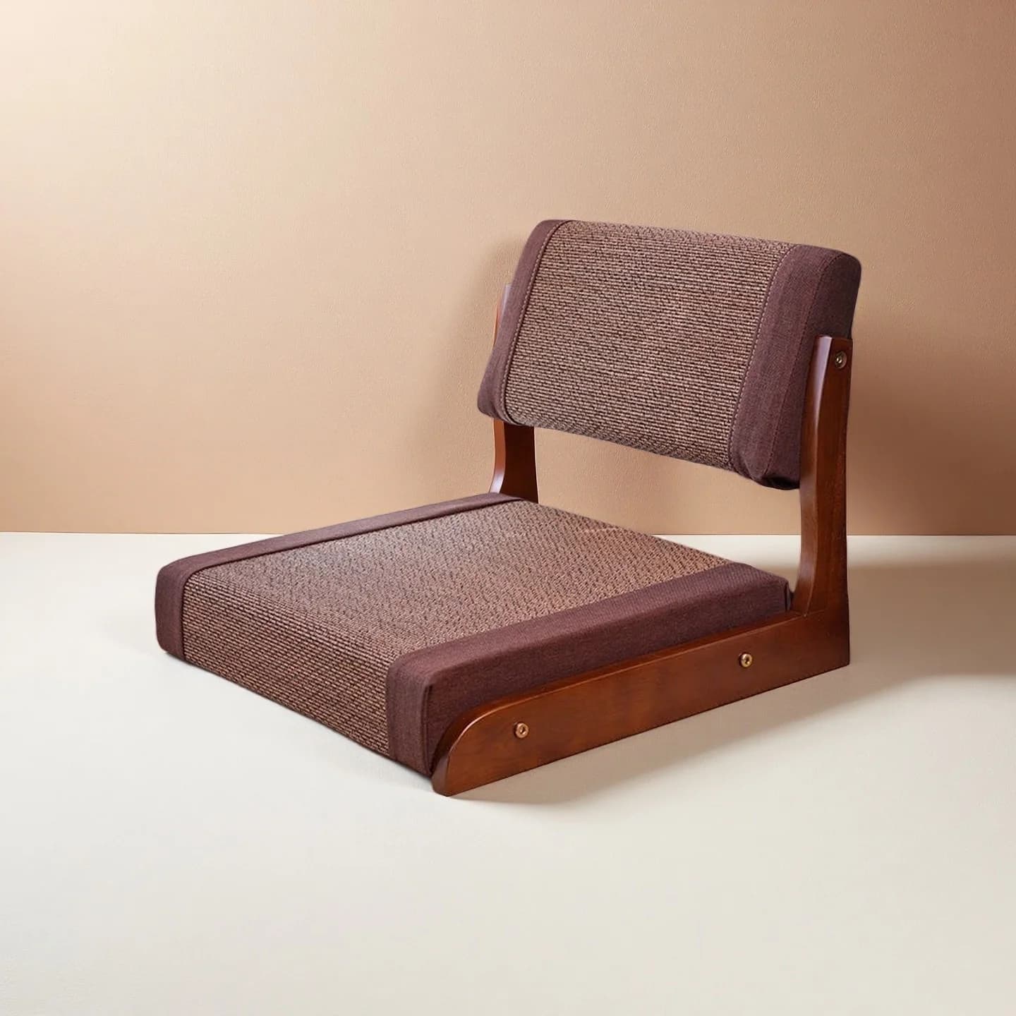 Japanese Tatami Floor Chair - Solid Wood Frame with Breathable Bamboo Fiber Seat Cushion - for Living Room, Zen Decor
