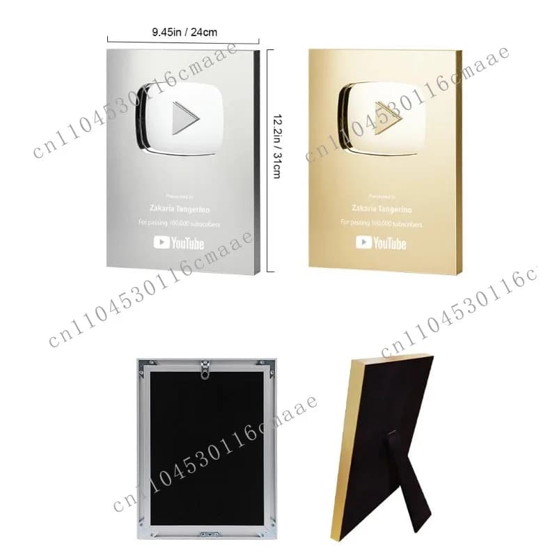 Bestseller  Plaque Play Button Gold Customized Name  Award Plaque,custom  Award Bring A Name