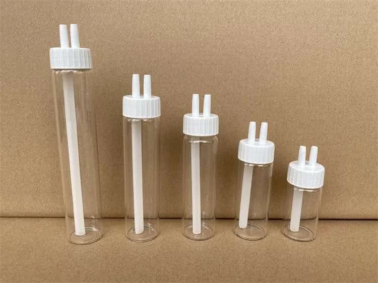 10, 20, 30, 40, 50, 60ml Glass Gas Washing Bottle, Buffer Bottle, Insert Tube Gas Washing Bottle, Trace Amount
