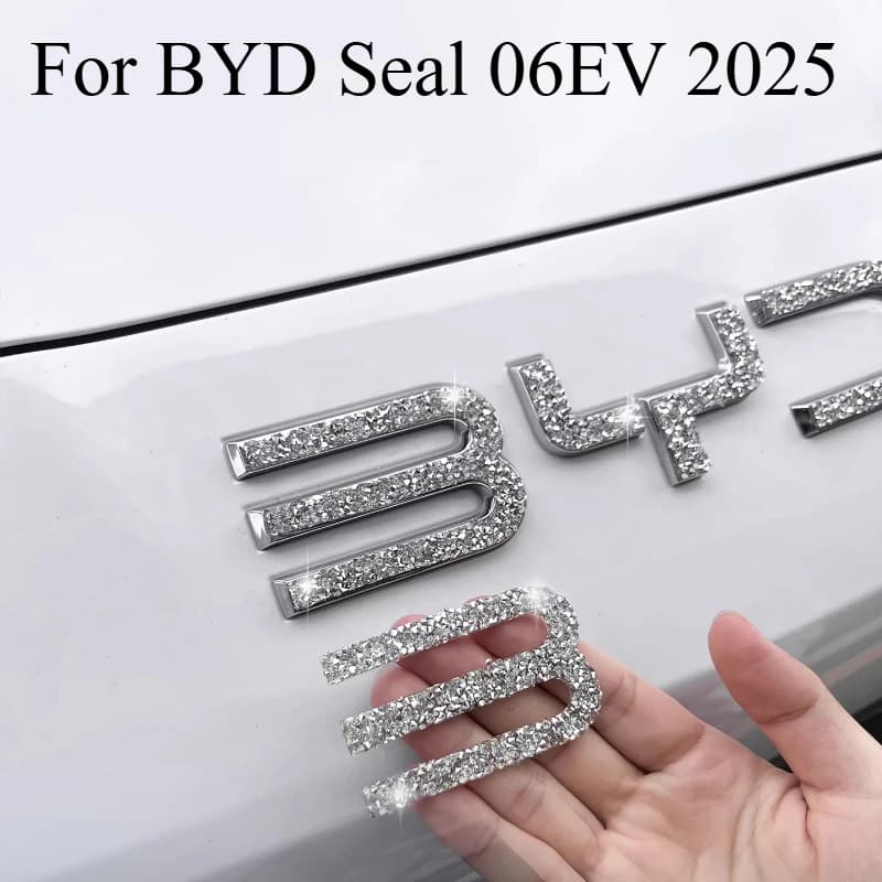 For BYD Seal 06EV 2025 Front Emblem Crystal Rhinestone Overlay – Decorative Sticker for BYD Intelligent Driving Badge