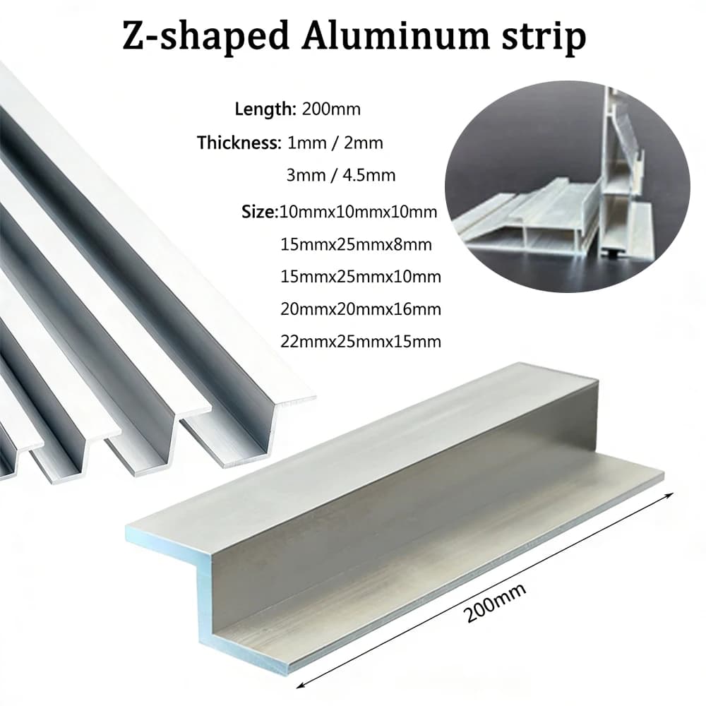 1-6pcs Z-Shape Aluminum Profile 10-22mm Metal Edge Trim Strip Corrosion Resistant Decorative Device for DIY Projects