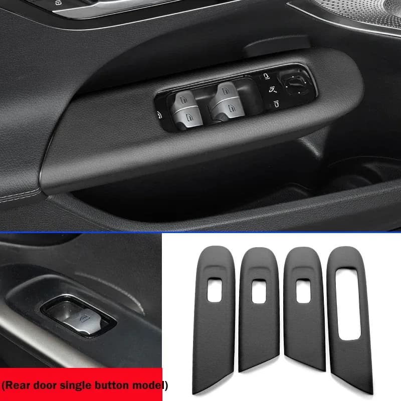 Car Door and Window Glass Lift Button Cover Leather Sticker For Mercedes Benz GLC 2023 C Class 2022-2023 Class W206 X254