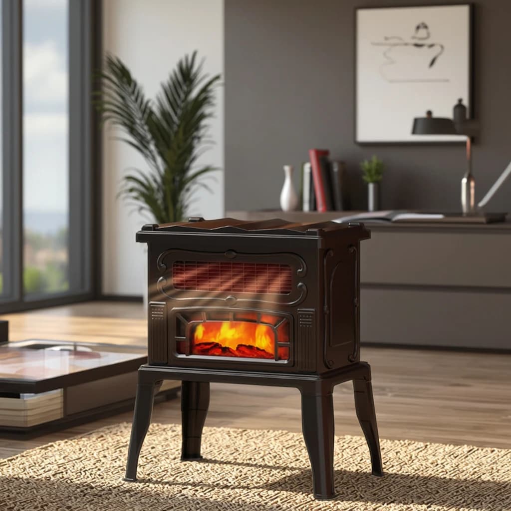 Portable Household PTC Heater Realistic Electric Fireplace Flames Heater Stove for Living Room Bedroom