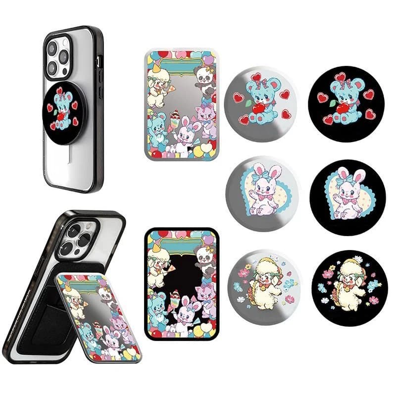 Cartoon Animal Party Magnetic Grip Card Holder Phone Stand for IPhone Holder Mount Support for Galaxy Phone Accessories