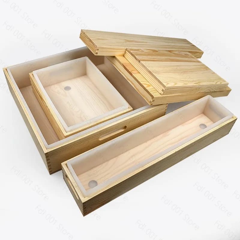 Wooden Box with Lid Rectangular Square Handmade Cold Soap Rendering Soap Mold 2200ML8000ml Silicone Mold