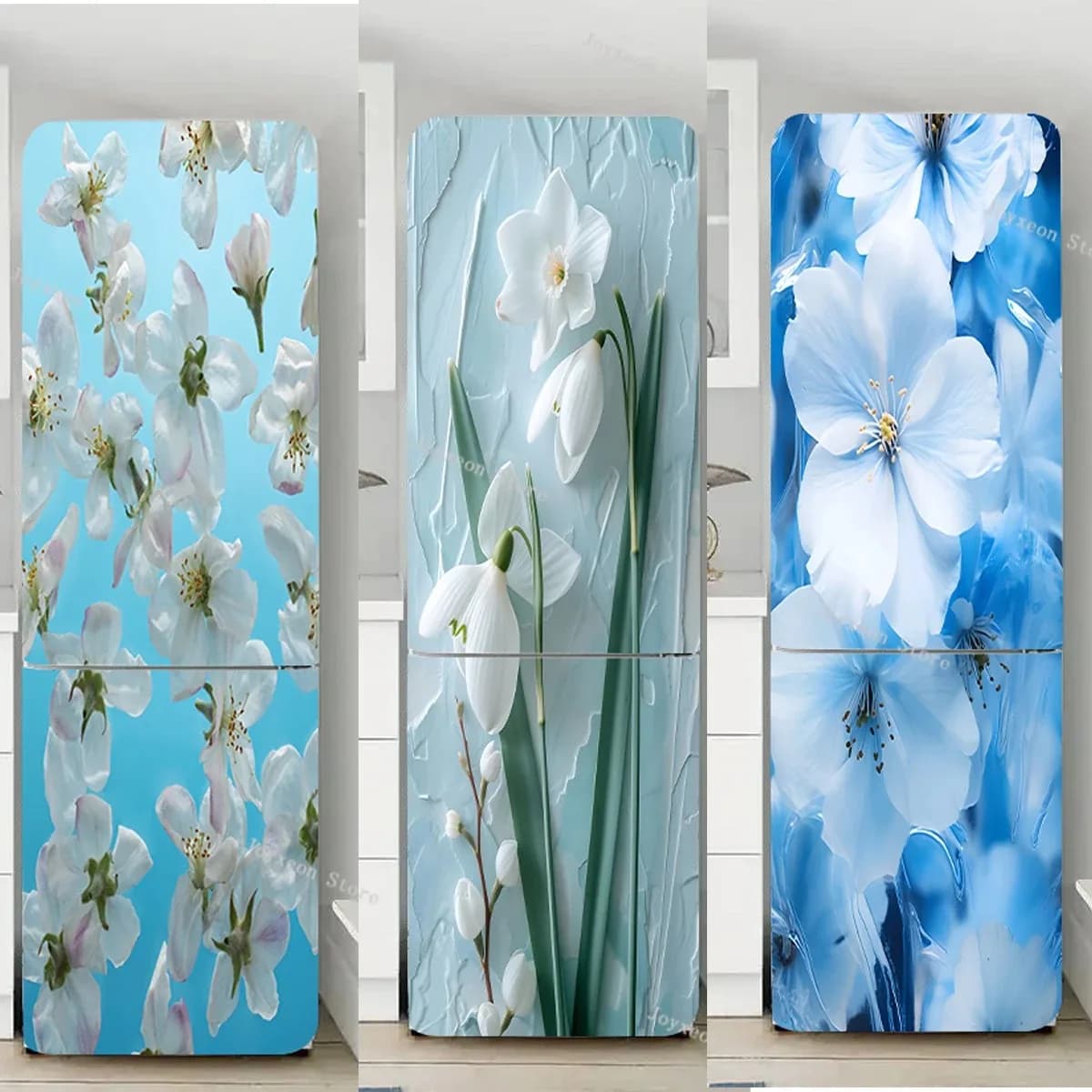 Magnolia Flowers Fresh Fruits Oranges Kitchen Refrigerator Sticker Simple PVC Waterproof Self-adhesive Fridge Poster Decoration
