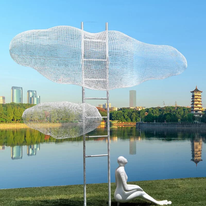 Abstract Cloud Fiberglass Statue Resin Outdoor Garden Sculpture Stainless Steel Sculpture