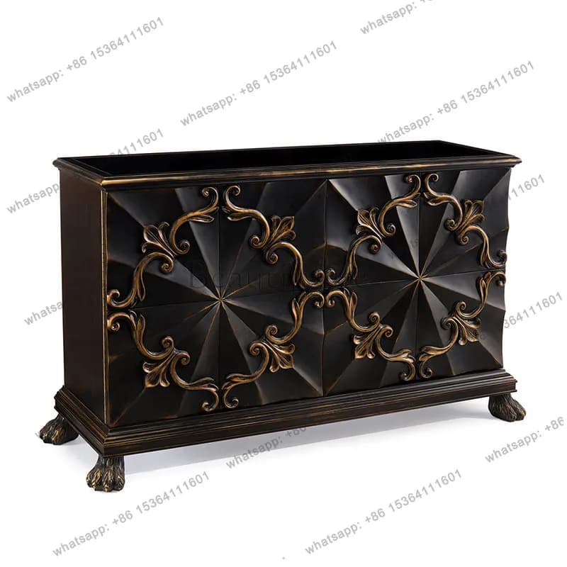 French foyer living room TV cabinet American retro engraved old entrance locker