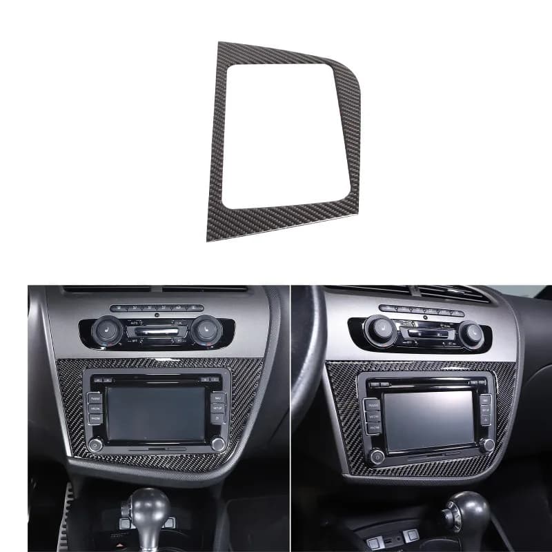 Soft Carbon Fiber For  Seat Leon 2008 2009 2010 2011 2012 LHD RHD Center Console Display Frame Trim Sticker Car Accessories