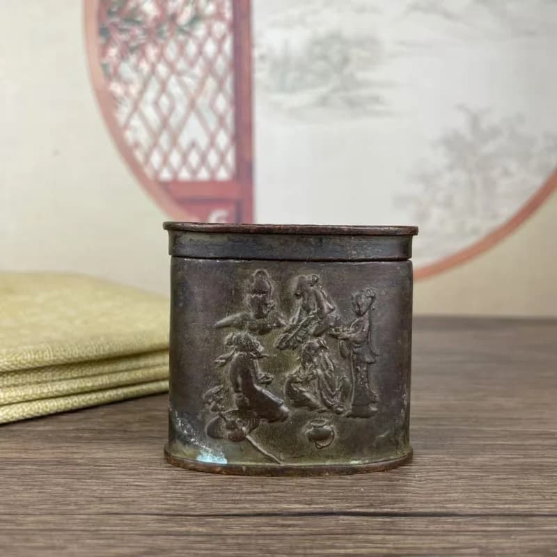 Antique Miscellaneous : Ancient -Fashioned Copper Box, Tobacco Case, Vintage Items, Retro Old Goods, Home Co