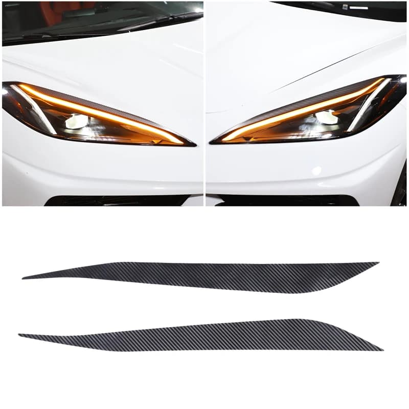 For 2020-23 Chevrolet Corvette C8 PVC Carbon Fiber Car Headlight Eyebrow Pull Flower Sticker Car Exterior Decoration Accessories