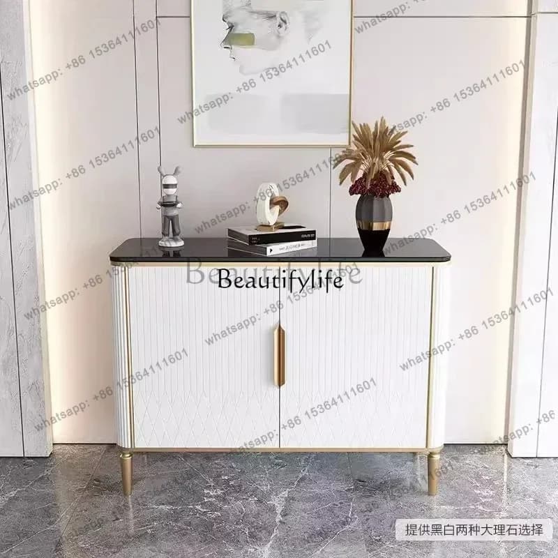 Factory Direct Entry door cabinet Italian light luxury living room rock slab double door cabinet high-end minimalist
