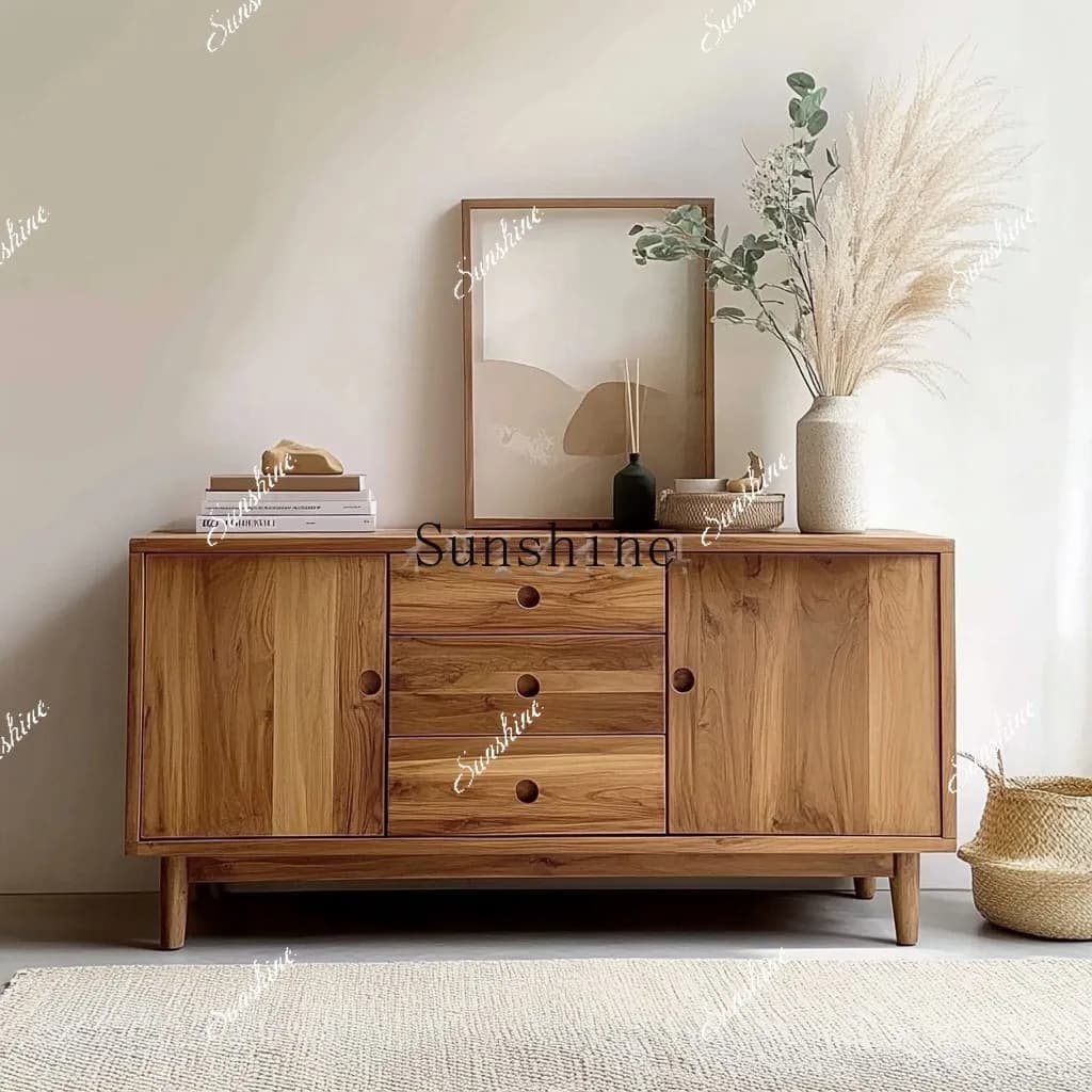 Wabi Sabi Wind Edge Old Wood Display Cabinet Zen Living Room Storage Cabinet FT