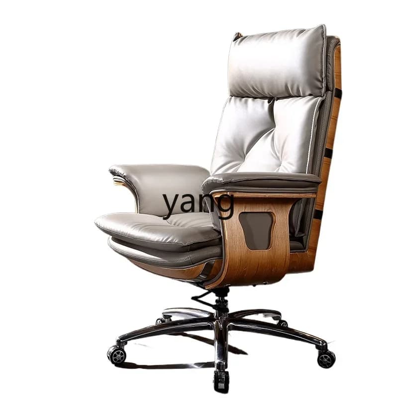 cx  solid wood office home computer chair high-end business president seat light luxury cowhide