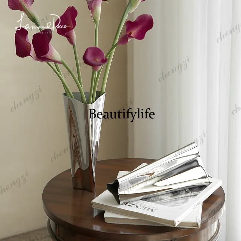 Stainless steel art small vase light luxury high-end home ornament