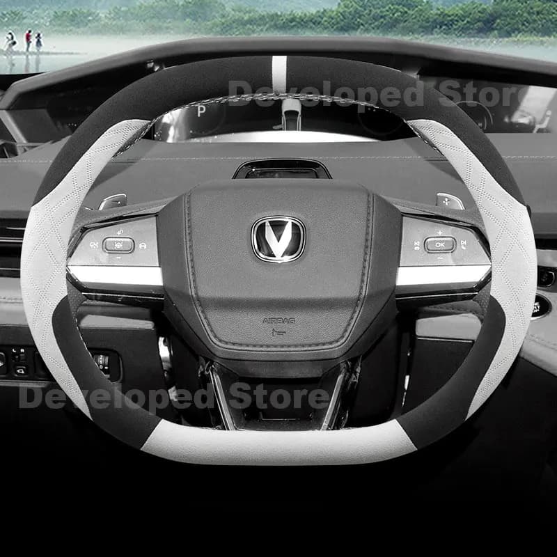 Suede Warm Car Steering Wheel Cover For Changan CS55 Plus UNIV UNIS UNIK IDD 2025 2026 Heating Steering Wheel Cover Accessories