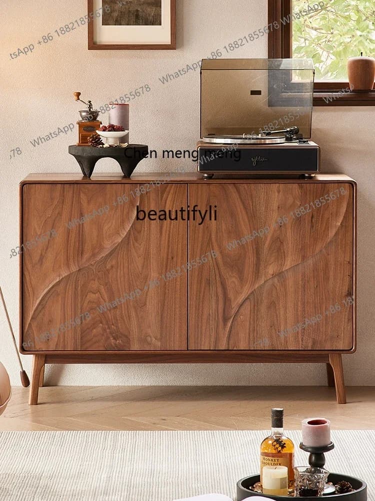 D178 North America Black Walnut Wood Sideboard Cabinet Solid Wood Cabinet Home Storage Restaurant Entrance Shoe Cabinet furnitur